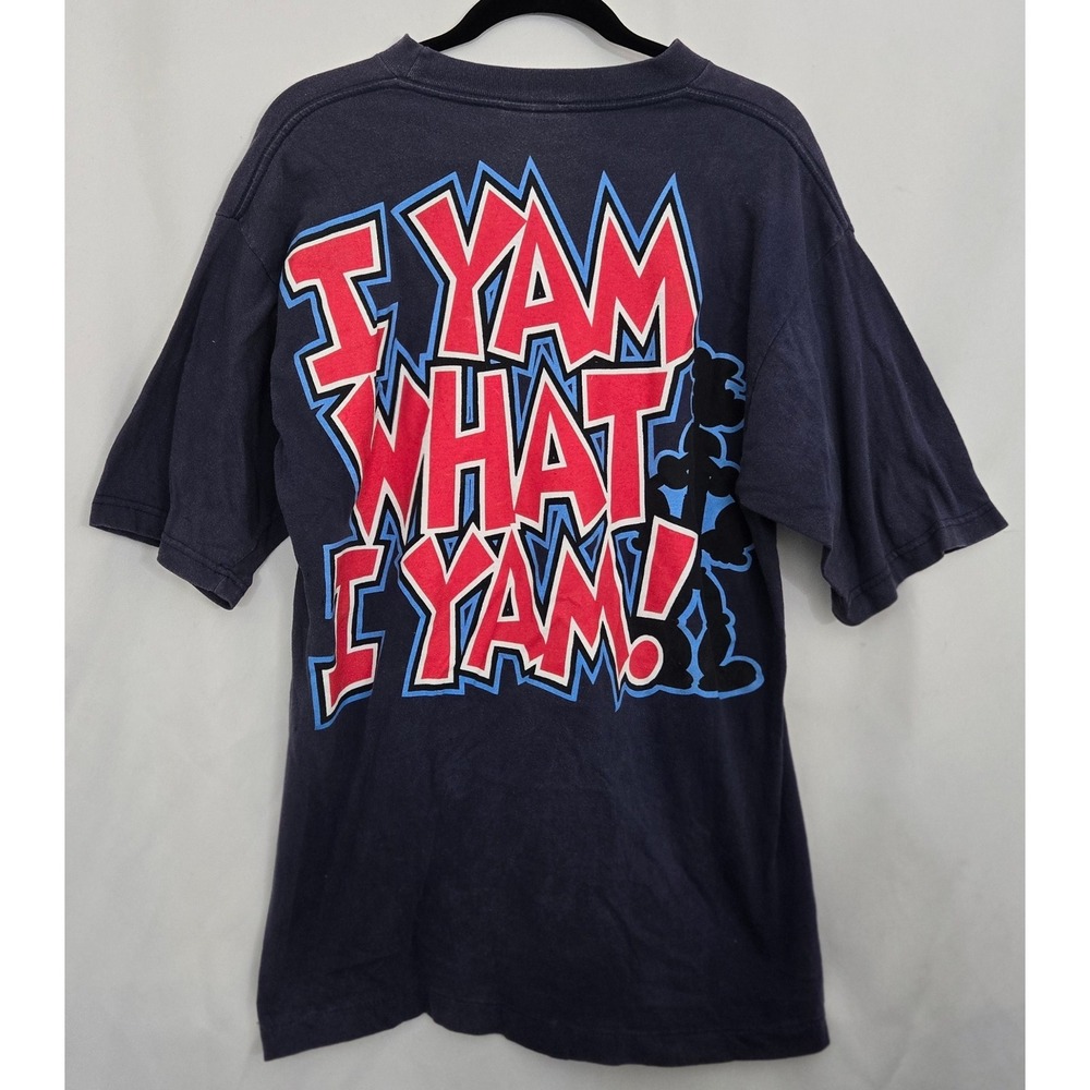 Vintage 90s Popeye T-Shirt Mens M I Yam What I Yam Double Sided 1994 Cartoon Tee